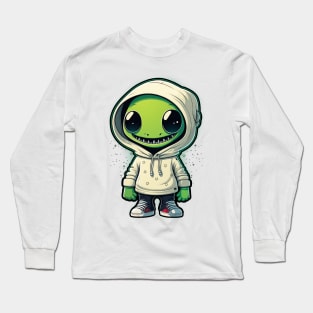 Cool Alien with a Hooded Pullover design #2 Long Sleeve T-Shirt